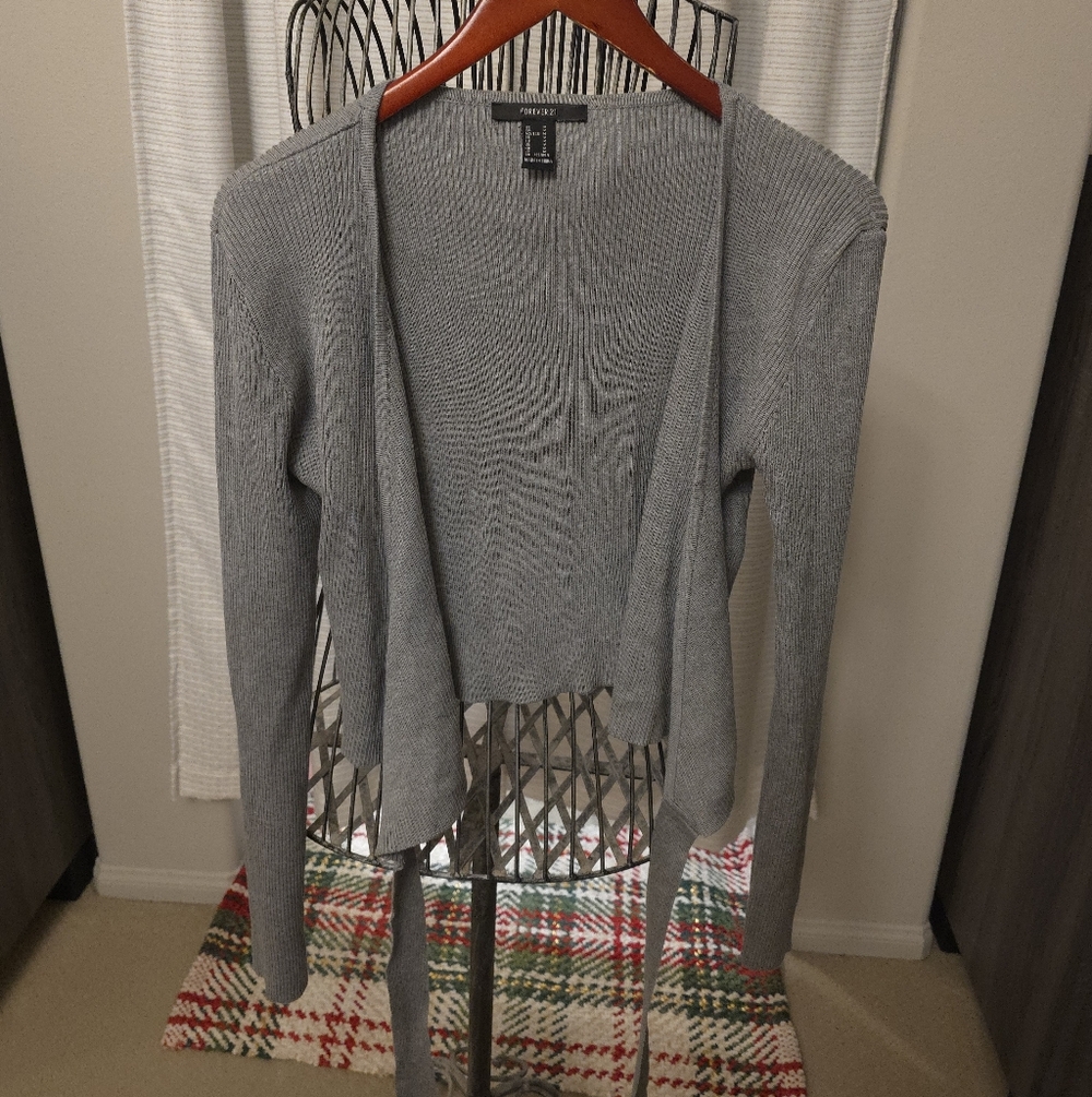 Forever 21 Light Gray Open Cardigan